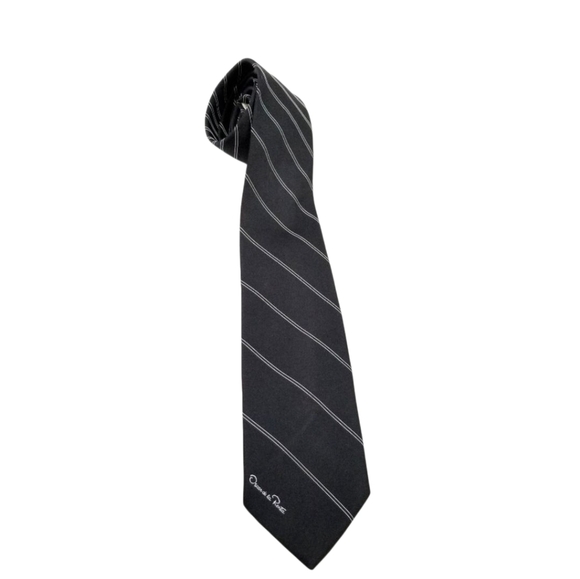 Oscar de la Renta Other - Oscar de la Renta men's black white striped men's neck tie